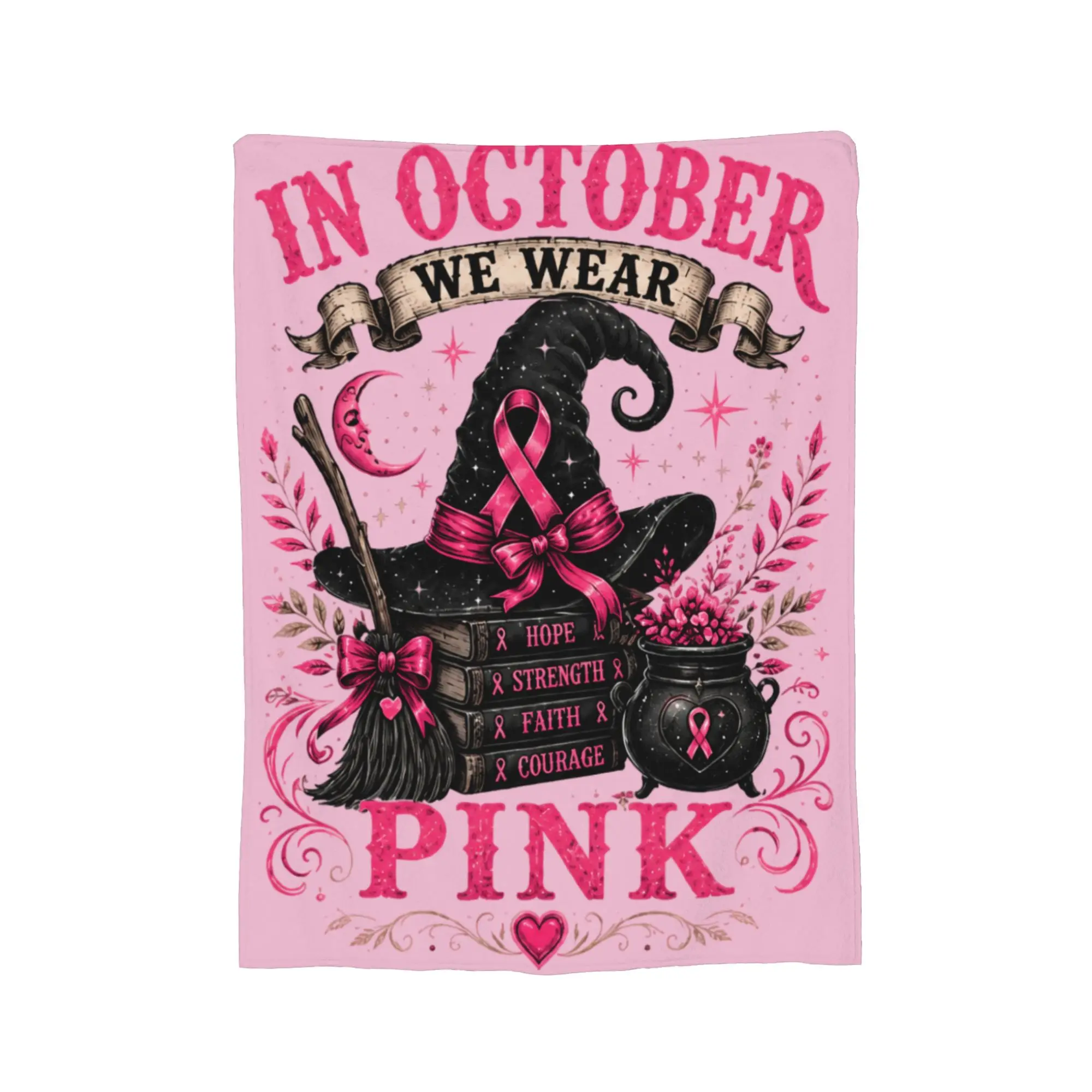 Breast Cancer Awareness Hope Halloween In October We Wear Pink Flannel Blankets Throw Blankets for Home Plush Thin Quilt