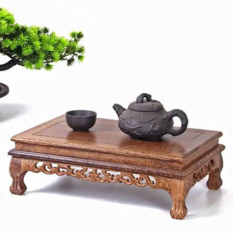 Multifunctional Table Shape Wooden Display Stand Home Decor Flower Pot Shelves Bonsai Table Incense Burner Fish Tank Pedestal