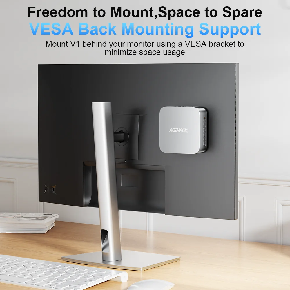 معالج ACEMAGIC V1 MINI PC Intel N97/N150 W11 Pro عامل صغير الشكل كمبيوتر مكتبي يدعم WiFi5/BT4.2 مكتب الأعمال