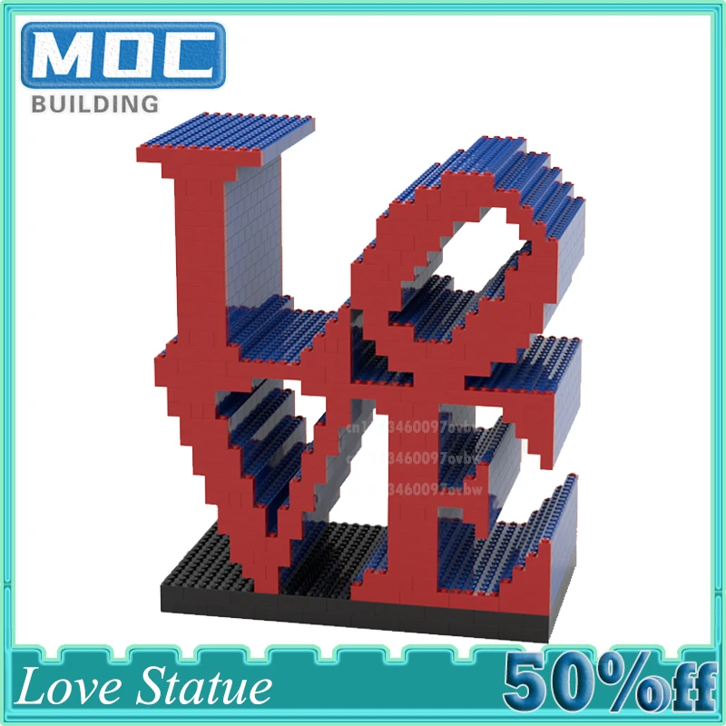 MOC Building Blocks Philadelphia Love Statue Gift Loving Heart Lovers Couple Statue Model  Brick Toy Children Birthday Toys