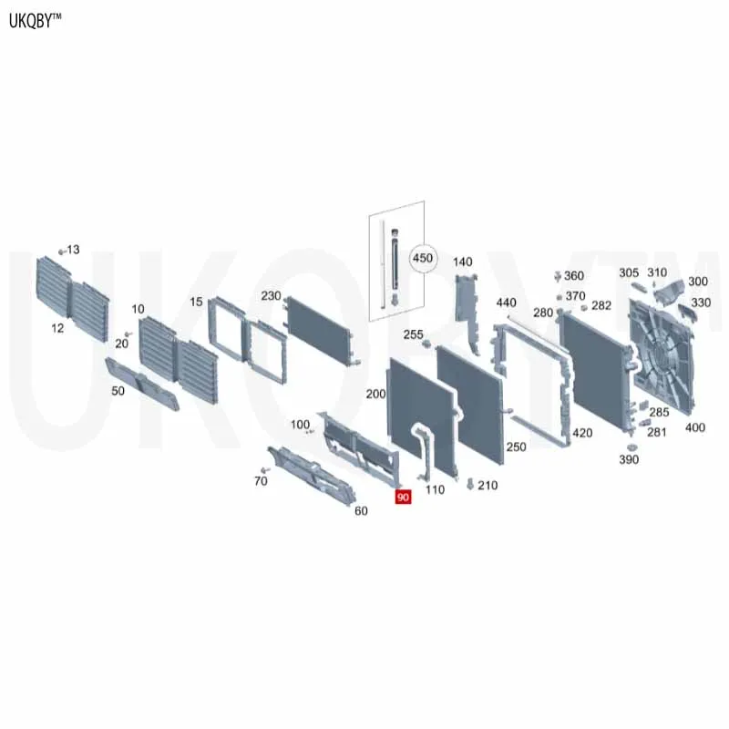 Me rc ed es Be nz G LE 450 4MATIC [ 167106 ] المبرد، أجزاء التثبيت وقسم قناة الغطاء أ 1675054600