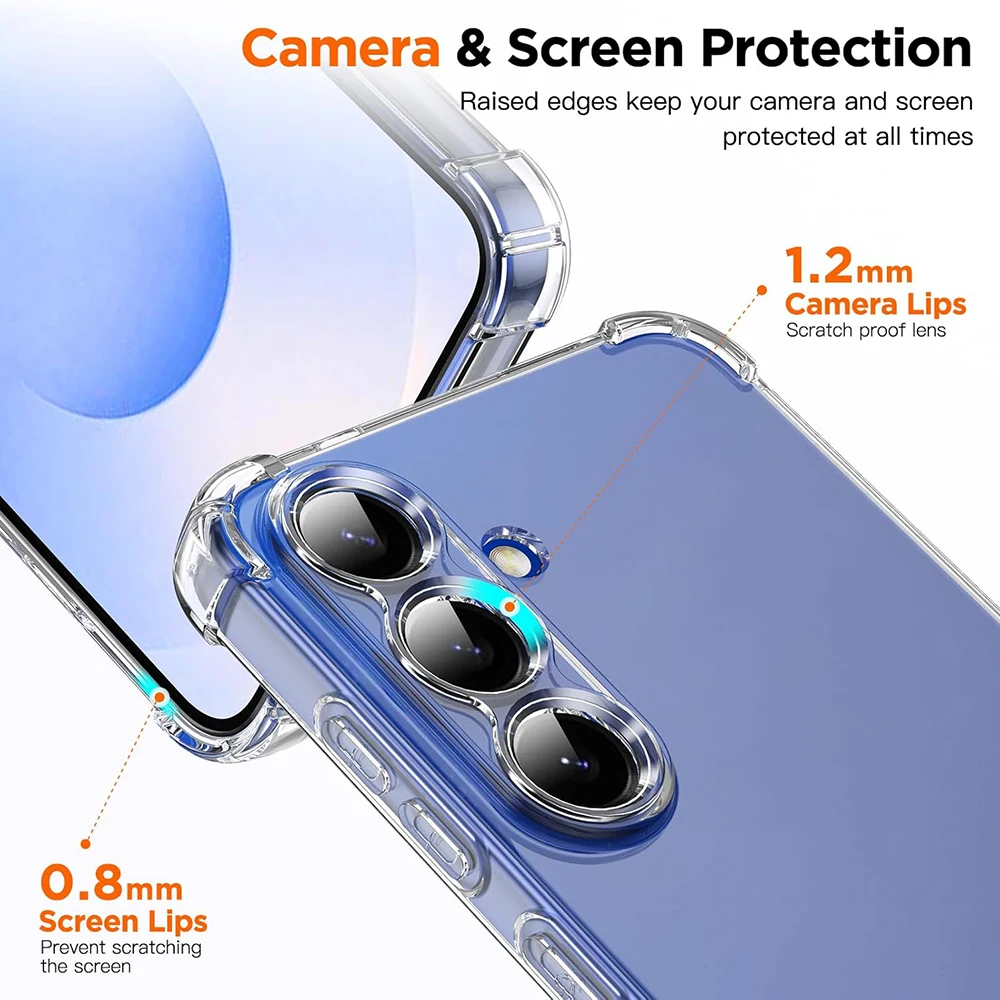 Shockproof Silicone Case For Samsung Galaxy S25 Edge S24 S23 S21 FE S22 Ultra Plus 5G Clear Ultra Thin Soft Cover S25ultra Shell
