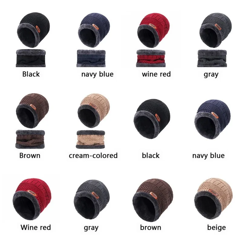 Winter Beanie Hat For Men Winter Scarf Cap Knitted Hat Beanie Women Thick Wool Neck foulard Cap Mask Bonnet Hats Gorras шапка