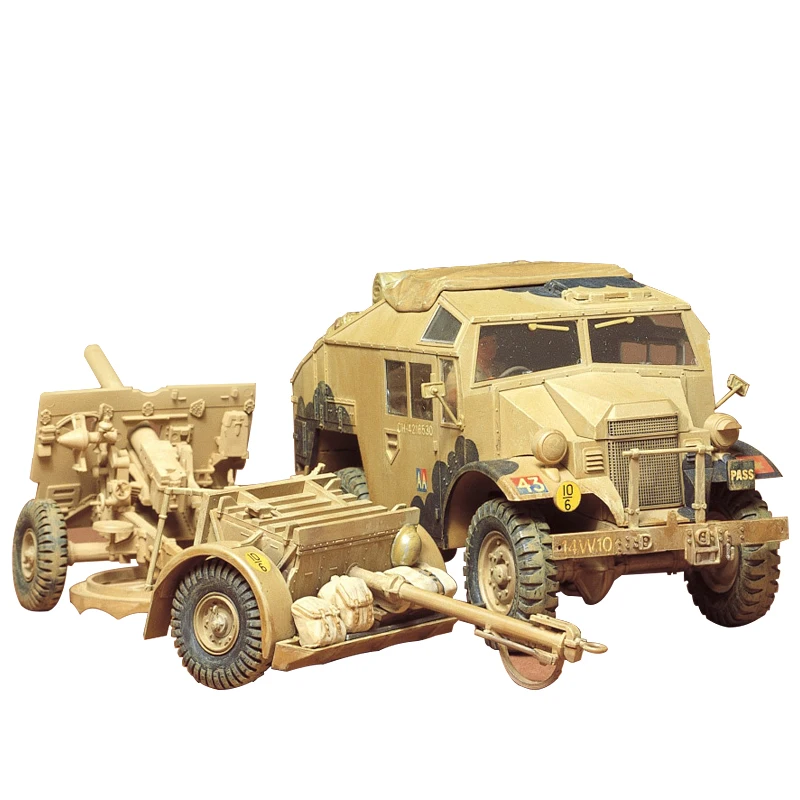 TAMIYA Military Assembled Model Kit 35044 British four-wheel trailer and 25-pound field gun 1/35