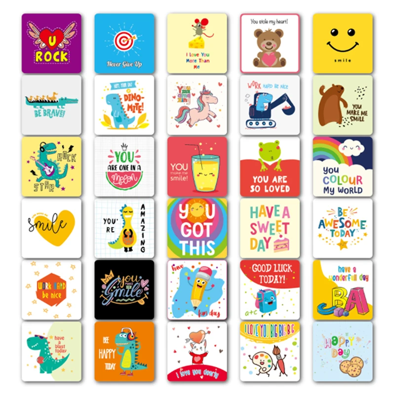 Cartes de la boîte à lunch pour enfants, notes amusantes, inspirantes et motivantes, pensée positive de vous, garçons et filles, 60