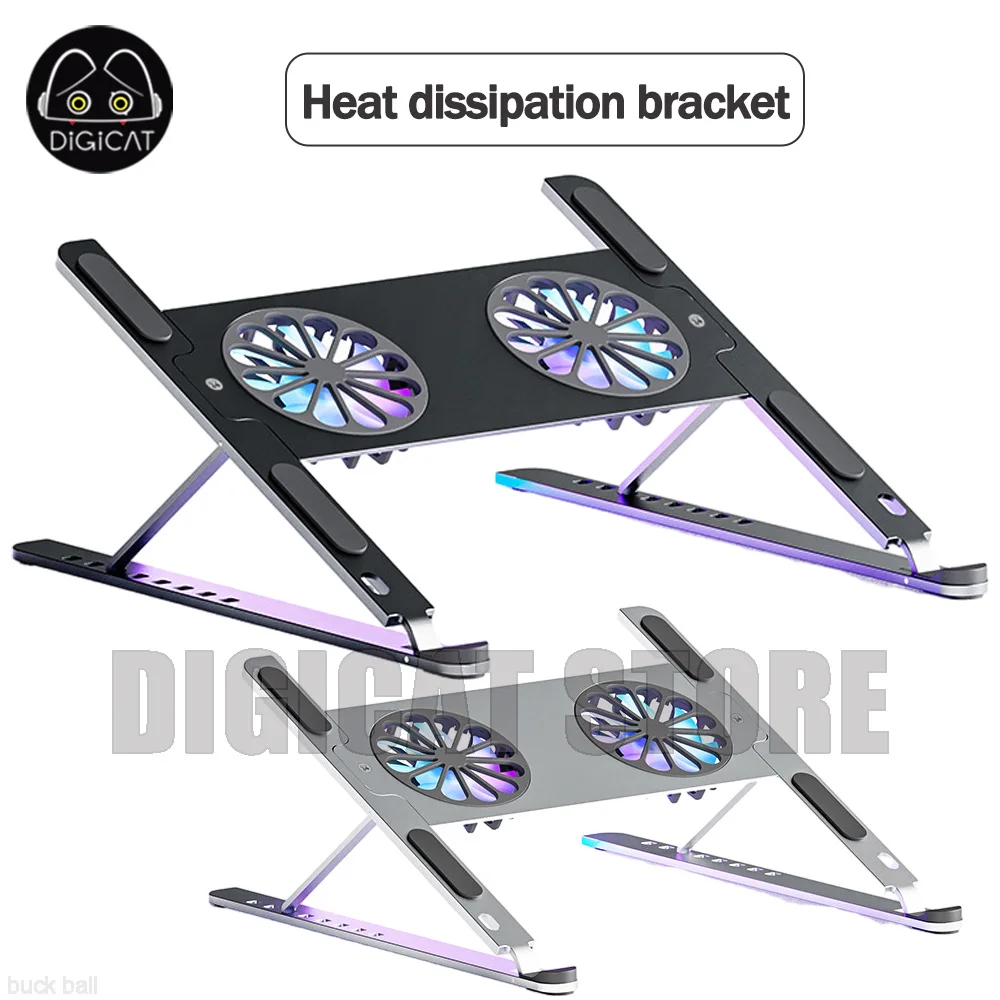 

Boneruy Heat Dissipation Bracket With Fan Convenient Foldable Cooling Desktop Aluminum Alloy Holder Pc Computer Laptop Ipad Gift