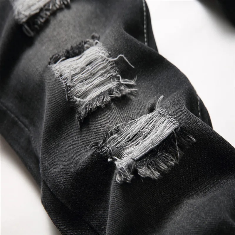 Denims เด็กกางเกงยีนส์กางเกงตรง Ripped Hole กลางเอวล้าง Distressed กระเป๋า Streetwear 2025 เด็กใหญ่กางเกง