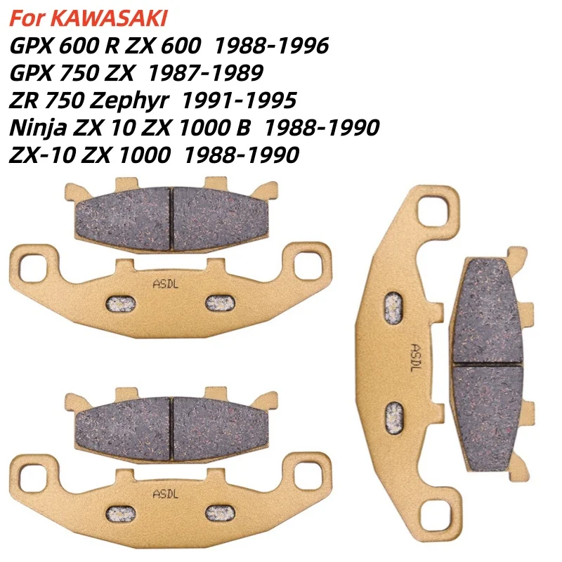 Kit de pastillas de freno delanteras y traseras para motocicleta, para KAWASAKI GPX600 1988-1996 GPX750 ZR750 Ninja ZX10 ZX1000 GPX 600 750 ZR 750 ZX 10 ZX-10