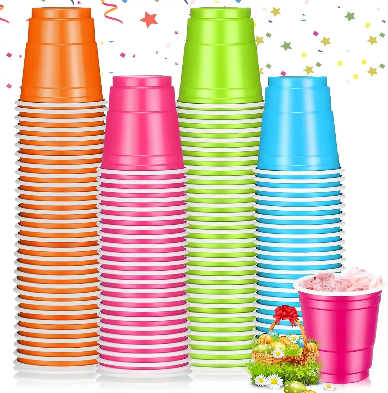 

200Pack 2OZ Mini Party Cups Plastic Shot Glasses Pink Disposable Cups for Christmas Birthday Wedding Holiday Celebrating Party