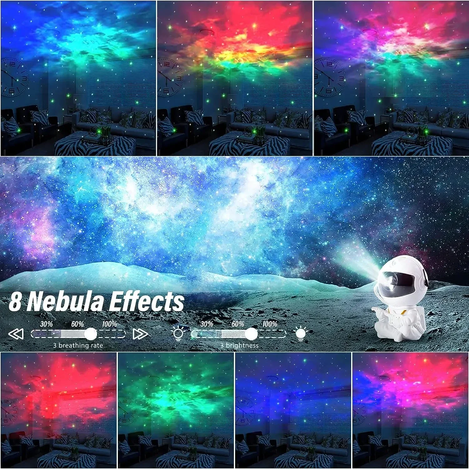 Kids Star Projector Night Light With Remote Control 360 Adjustable Design Astronaut Nebula Lighting For Children Adults