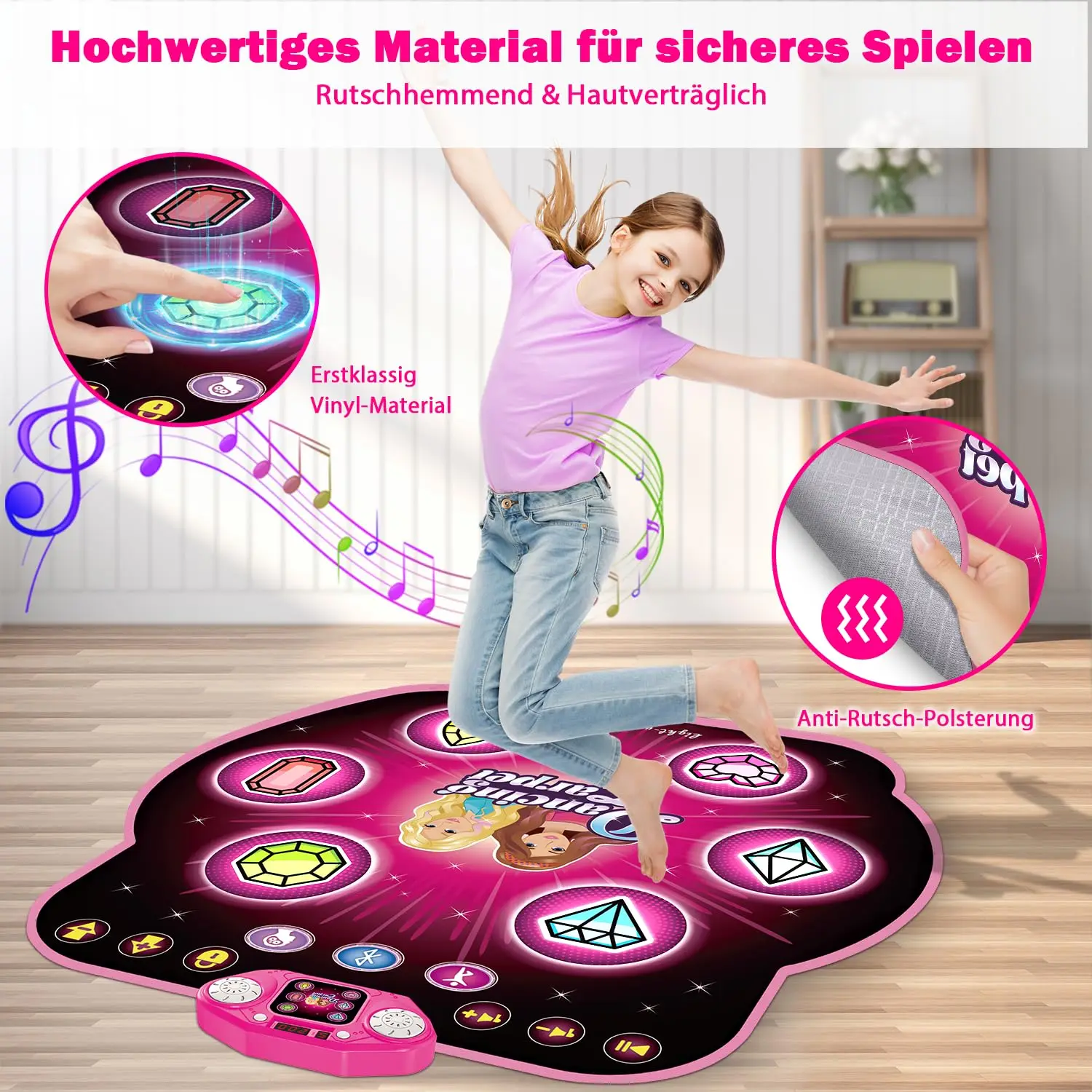 TERRAMUS Dance Mat Light-up Dance Pad Toy with Bluetooth/27 Levels/Memory Challenge/LED/Toys Birthday Gifts for Girls 3+