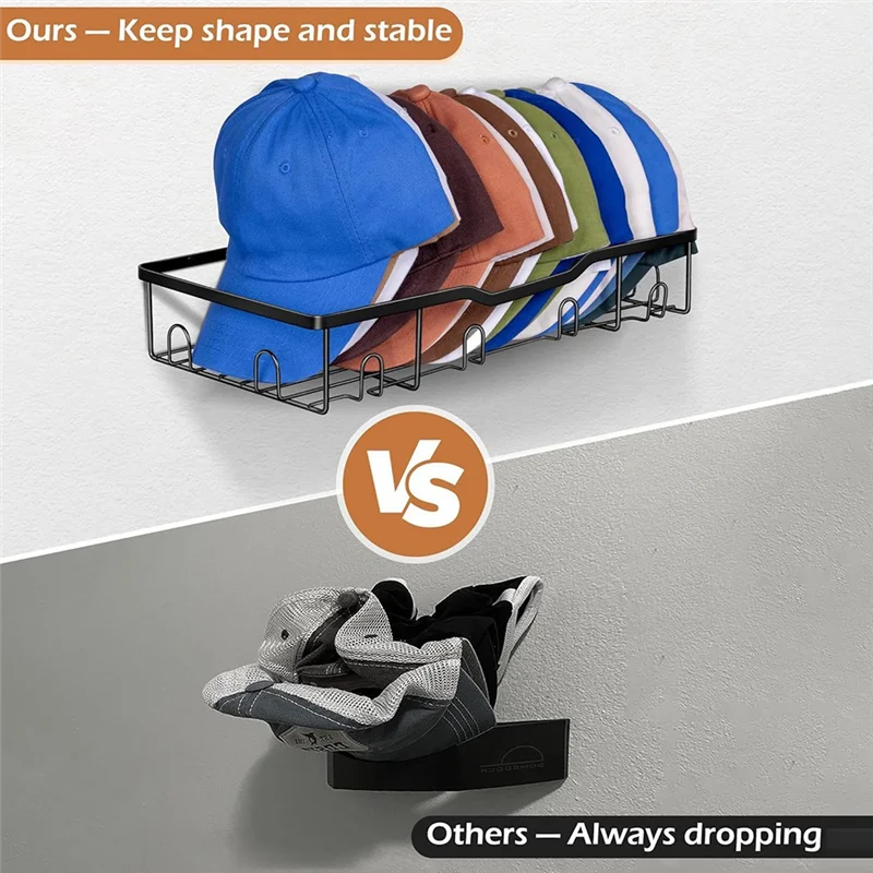 

ABMR-Hat Racks For Baseball Caps Wall Hat Organizer Fit 20 Caps Holder,2Packs Sturdy Wall Mounted Hat Storage Organizer
