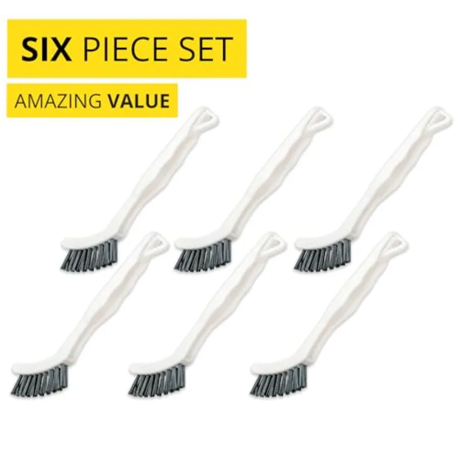 6-Pack Grout Cleaner Brush Scrub Set - Stiff Bristle Scrubbing and Detail Cleaning Brushes for Household Use on Bathtub, Shower
