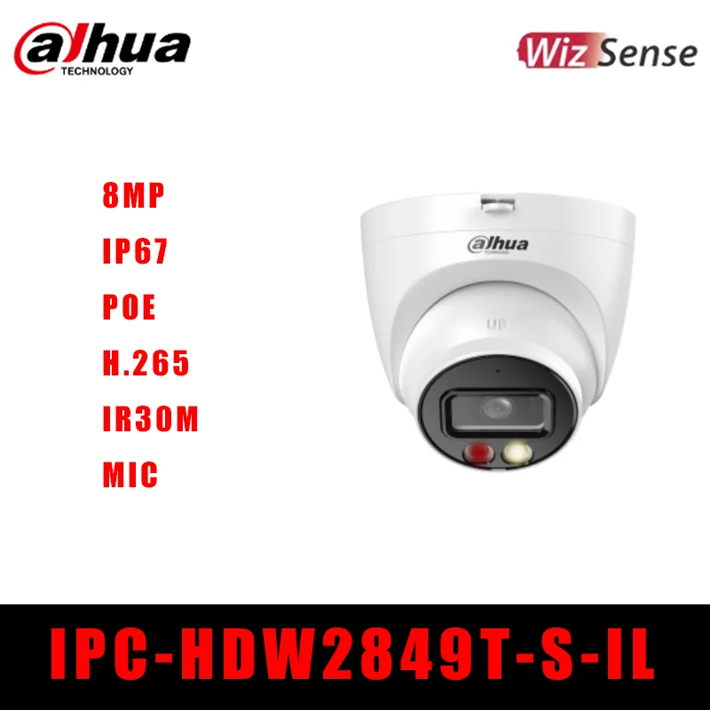 

8mp Dahua IPC-HDW2849T-S-IL Full-Color Ip Bewakingscamera Ingebouwde Mic Sd Kaart Slot Netwerkkoepel Ir 30M Dual Light Poe