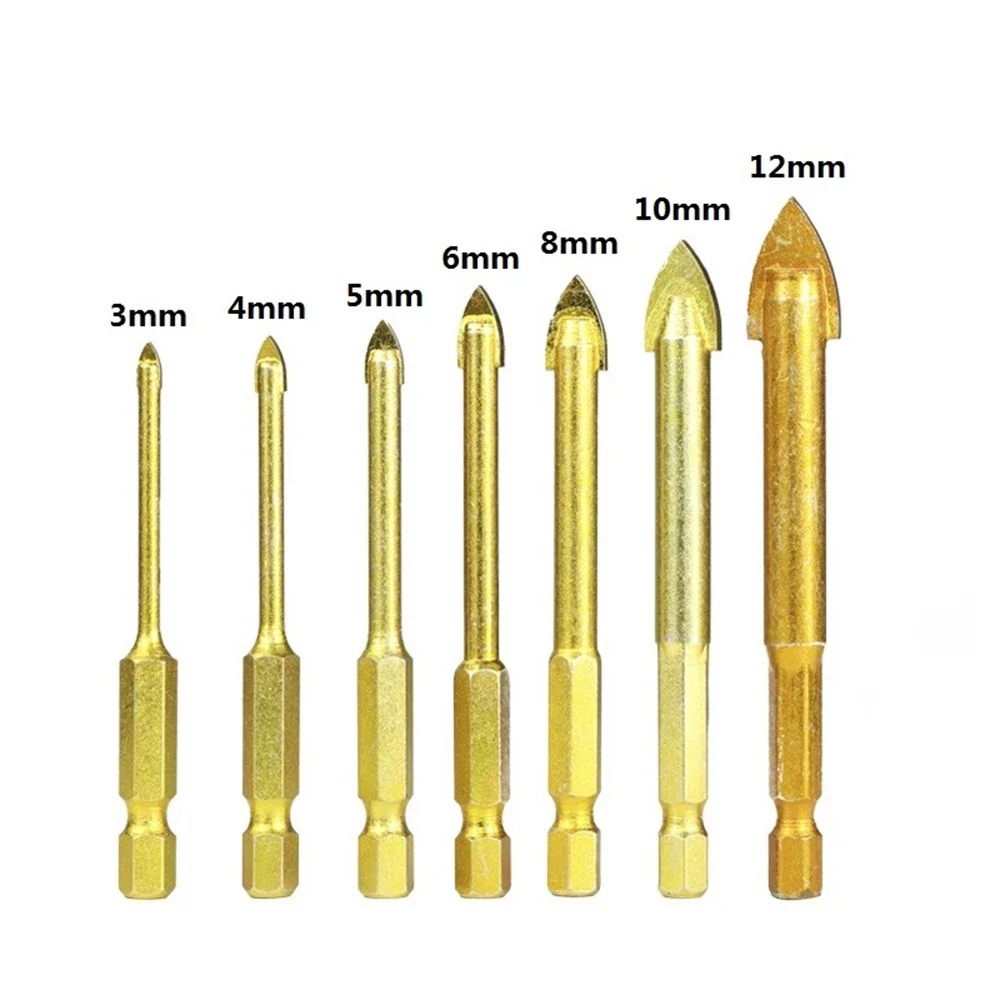 Glass Tile Drill Bit 3/4/5/6/8/10/12mm Hex Shank Gun   Carbide Wall Hole Cutter