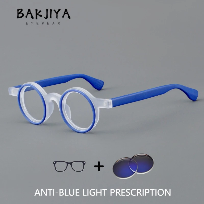 

Vintage Matte Acetate Optical Prescription Glasses Men and Women Designer Retro Round Eyeglass Frame Presbyopia Reading Glasses