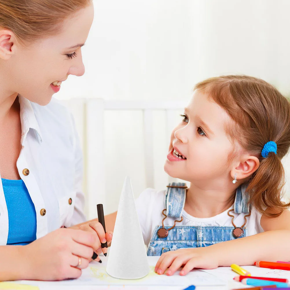 

20Pcs White Solid Polystyrene Foam Cones for Kids DIY Crafts Enhance Motor Skills Holiday Decor Table Centerpieces 15cm