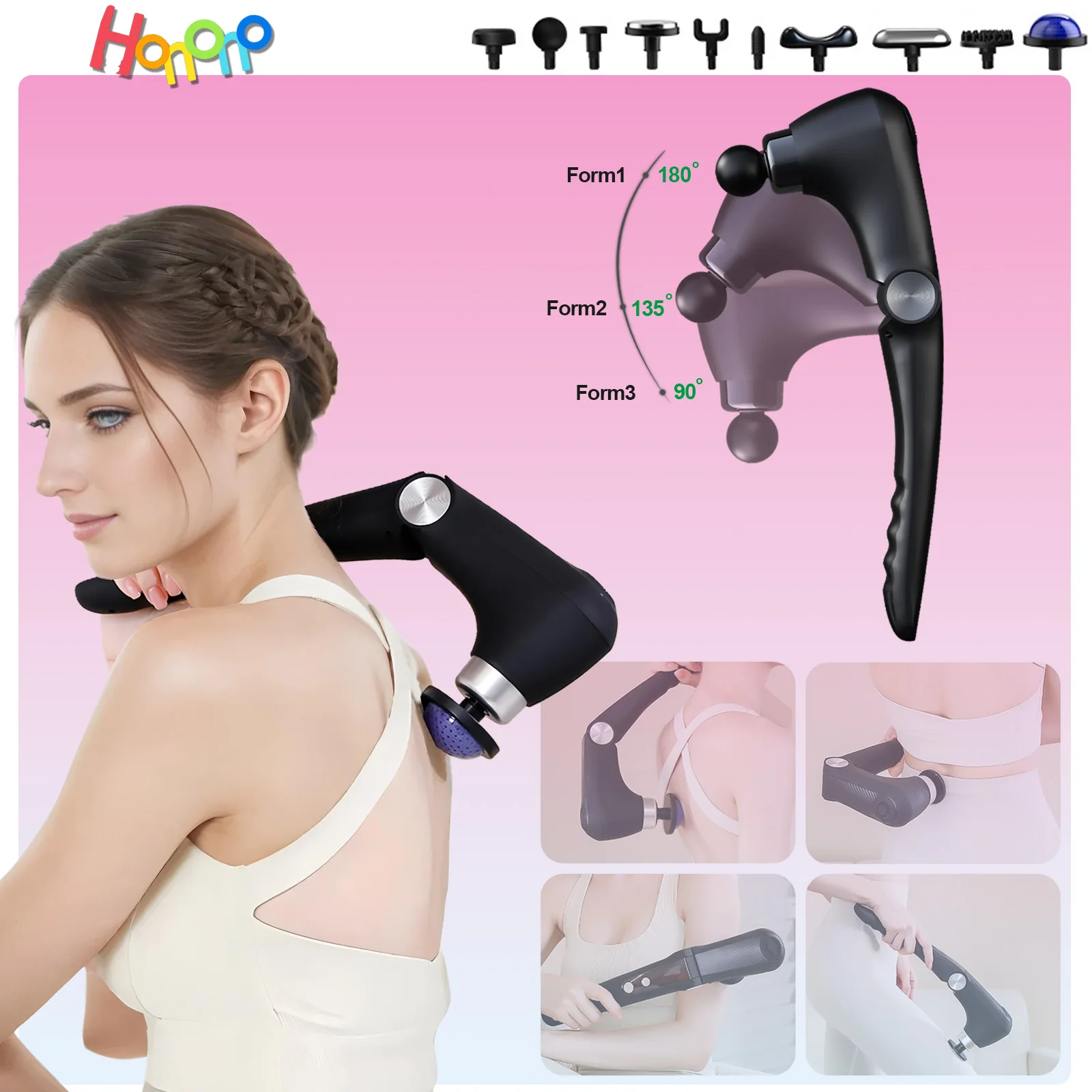 

Массажный пистолет для фасции с горячими и холодными головками, массажный пистолет с регулируемыми углами для перкуссии, мышц спины, шеи, тела, фитнеса