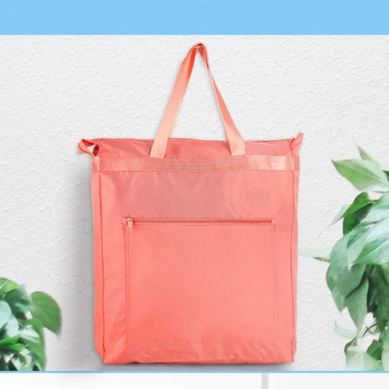 Big Size Tote Eco Shopping Bag Women Reusable Polyester Portable Shoulder Bags Girl Handbags Folding Pouch Shopper Bag Foldable