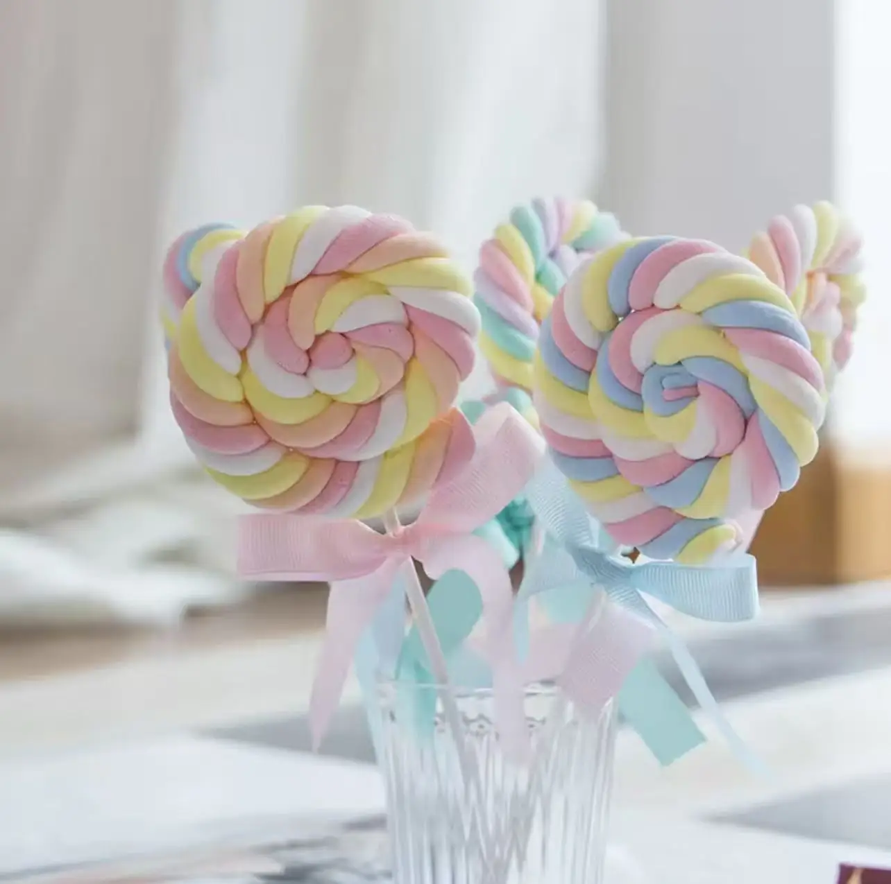 Simulation Cotton Lollipop Fake Candy Model Sweet Shop Window Display Props Children's Photography Ornaments Wedding Scene Decor