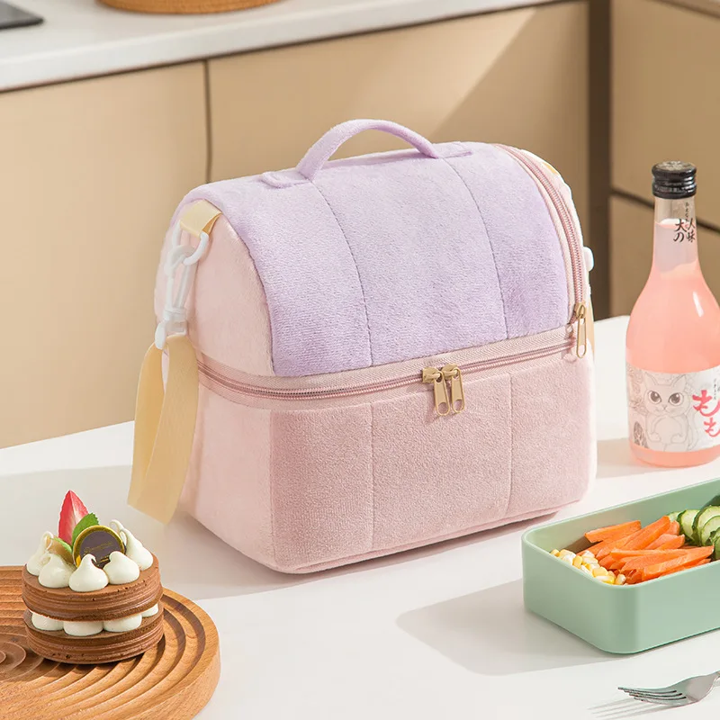 4Colors Toast Lunch Bag Ladies Insulated Soft Cooler Lunchbox with Shoulder Strap Insulation Large Capacity Food Organizer Bags