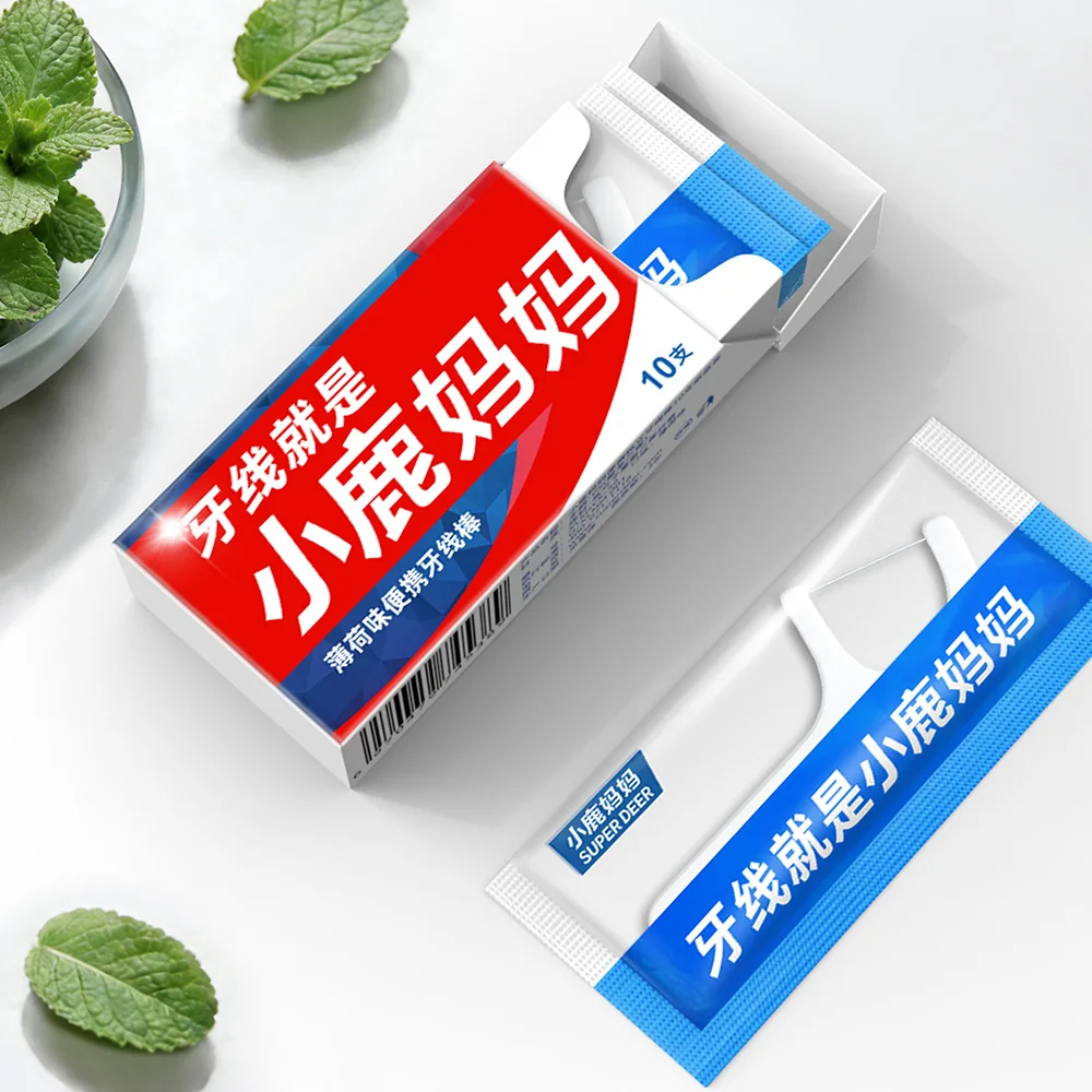 10-60Pcs Mint Flavor Dental Floss Picks Portable Pocket Travel Floss Sticks Disposable Teeth Interdental Cleaning Oral Care Tool