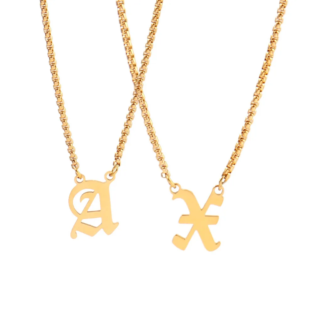 וינטג 'שרשרת ראשונית לנשים 316l נירוסטה שרשרת קולר צווארון שרשרת קולר צווארון אנגלי ישן אנגלית goh מתנה