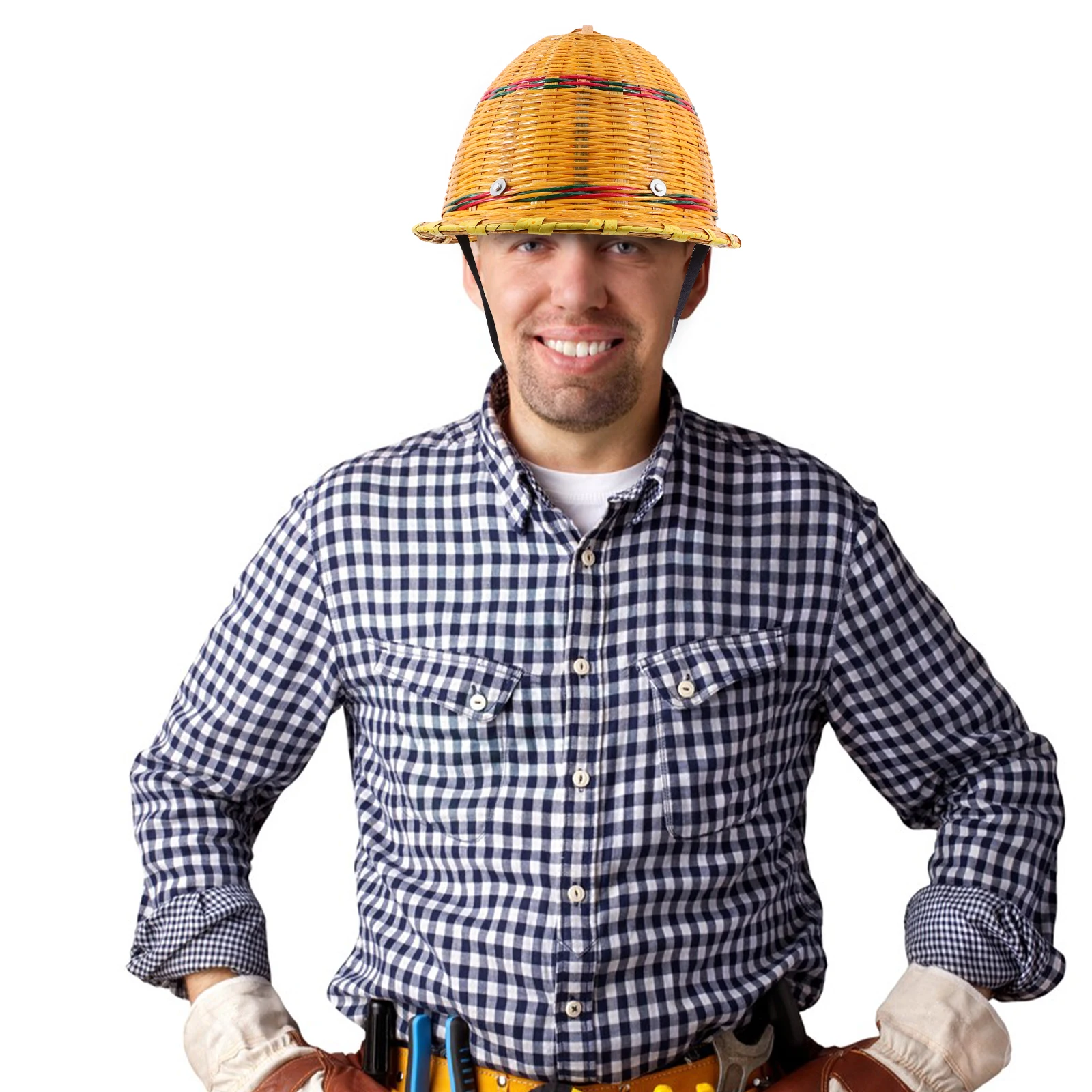 

Bamboo Safety Hats for Construction Site Wide Brim Sun Protection Cooling Hat Mens Women Labor ProtectionHelmet Sturdy