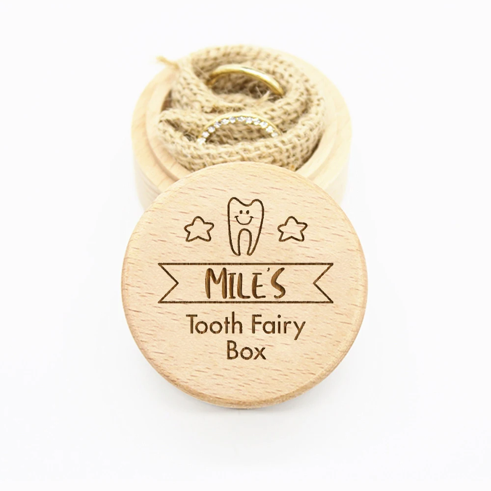 Personalised Girl Boy Wooden Tooth Box Engraved Milk Teeth Storage Collect Teeth Umbilical Save Gifts Custom Name Keepsake Boxes