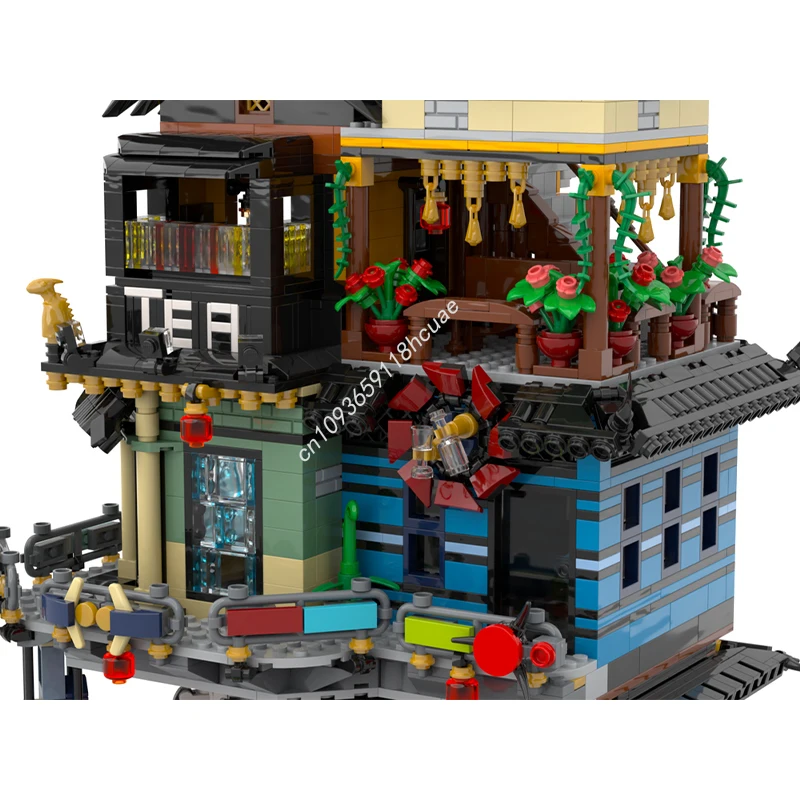 Modelo de expansión de ciudad MOC para niños, juguetes de bloques de construcción, arquitectura ensamblada, cumpleaños, ladrillo creativo, regalos de navidad, 3947 Uds.