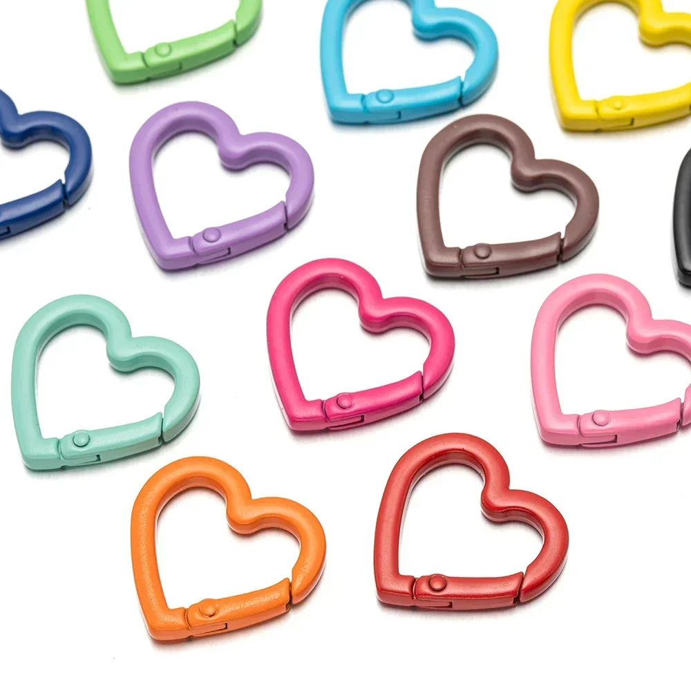 1PC Heart Key Ring Snap Clip Trigger Spring Buckle for DIY Jewelry Carabiner Keychain Chain Hook Make Accessory Material