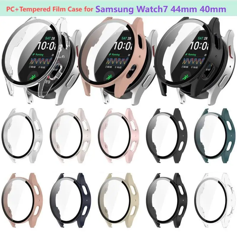 

Чехол из ПК + закаленного стекла для Samsung Galaxy Watch 7, 44 мм, 40 мм, полноэкранный чехол, защитный бампер, аксессуары для Galaxy Watch7
