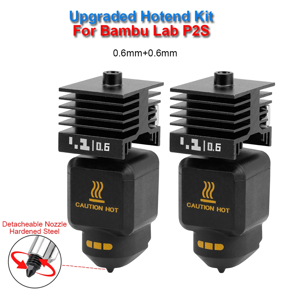 Verbessertes Hotend-Kit für Bambu Lab P2S 0,2/0,4/0,6/0,8 mm abnehmbare Düse Hot End für Bambulab P2S 3D-Drucker Ersatzteil