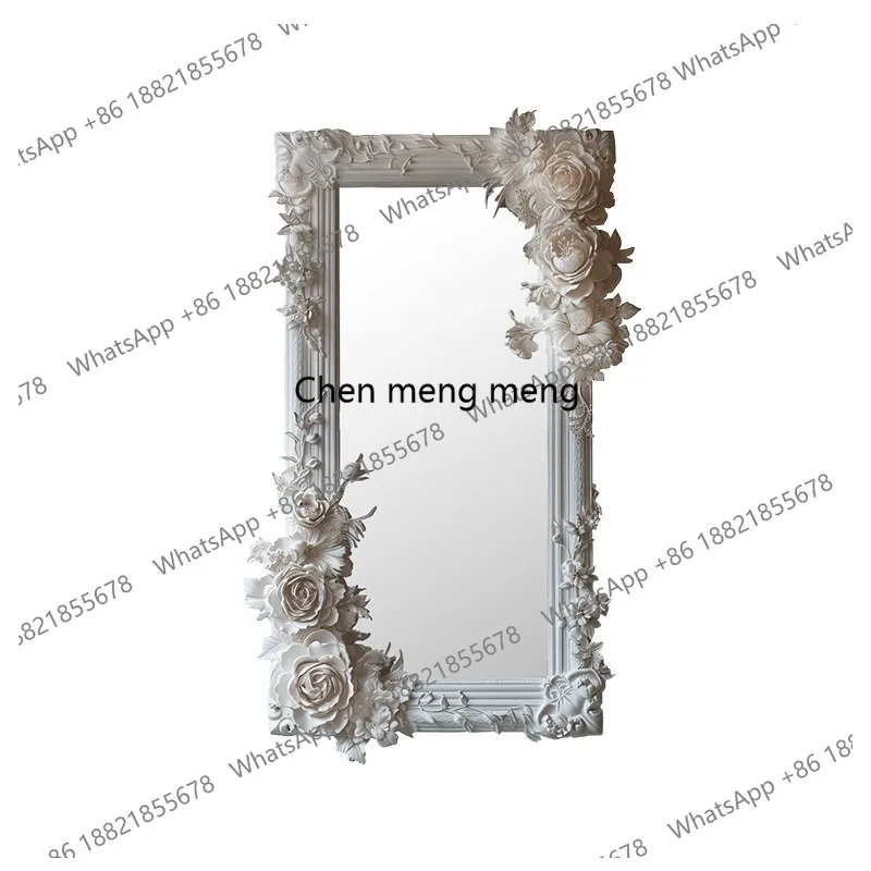 

French retro carved half-body mirror living room entry floor-to-ceiling mirror bedroom cloakroom wall-mounted full-length mirror