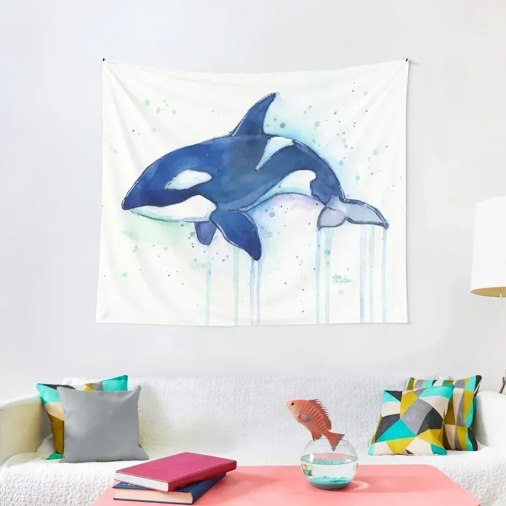 

Killer Whale Orca Watercolor Tapestry Wall Hanging Anime Decor Decoration Room Tapestry