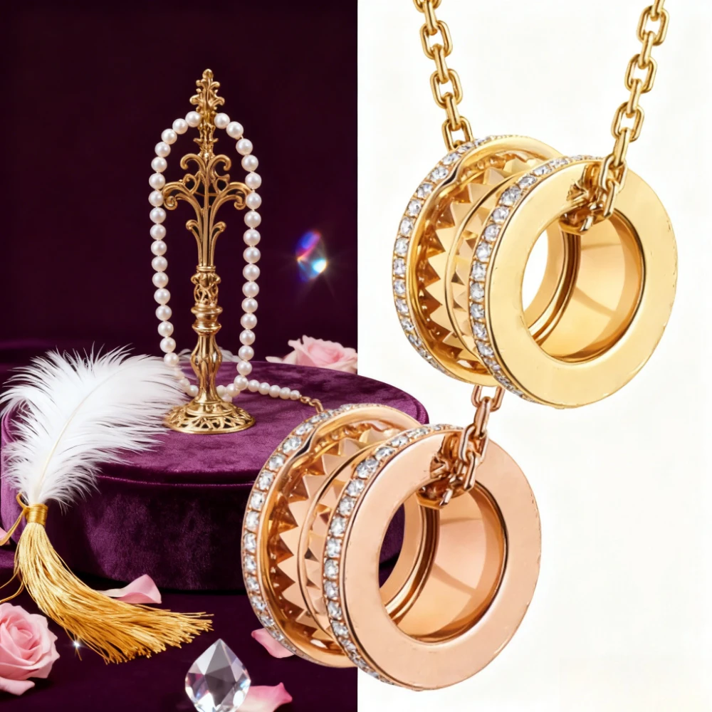 

Small waist spring necklace for women and men, pure silver, Little Red, charity item, diamond inlaid pendant