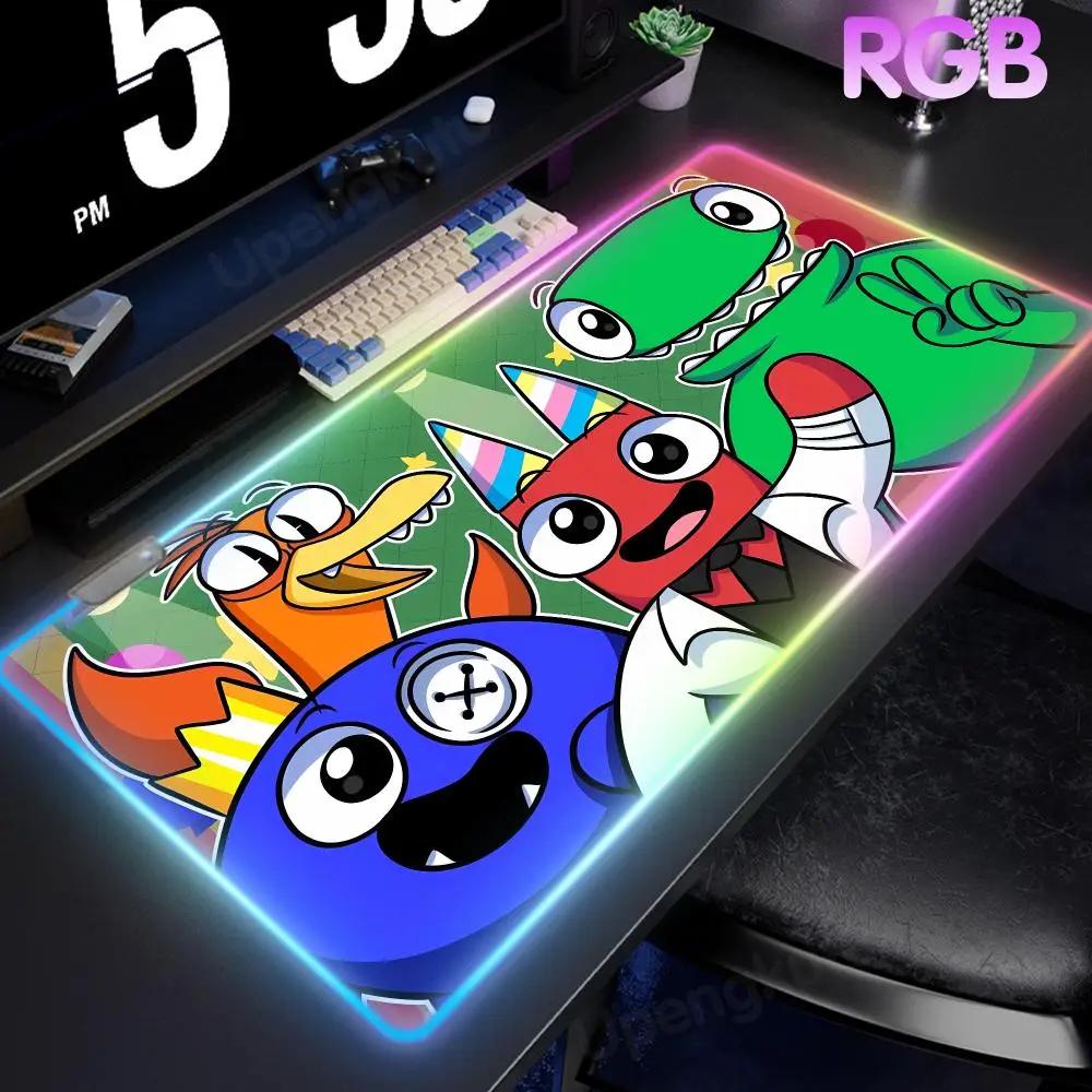 Rainbow Friend Luminous Backlit RGB Mouse Pad LED Large High Definition Printing Gamer Mechanical Gamer Keyboard Luminous Mat