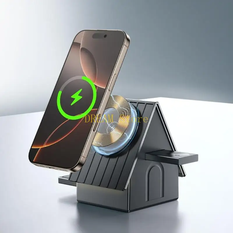 

Магнитная беспроводная зарядная станция 3 в 1 для наушников-вкладышей телефона и умных часов с сильной магнитной адгезией,