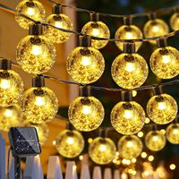 Outdoor 50led Solar String Lights Outside Waterproof Crystal Ball Fairy Lights Decorative for Patio Yard Camping Ggazebo Wedding