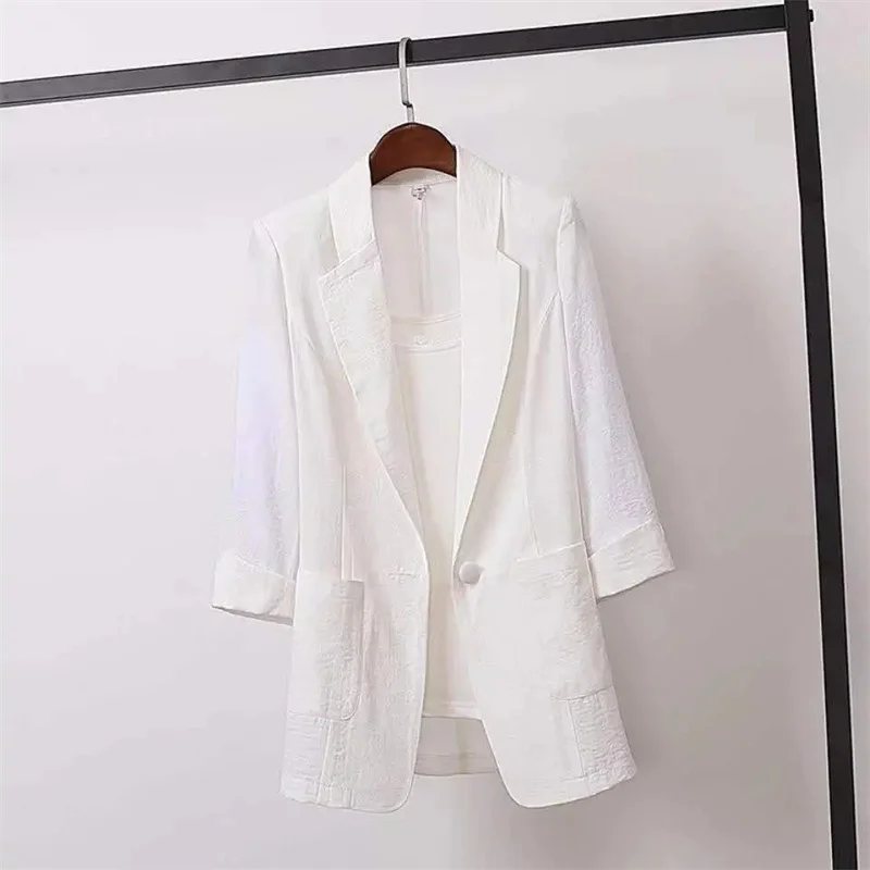 

2025 Summer Autumn New Large Size Suit Jacket Fashion Women Suit Blazer Top Korean Style Temperament Casual Suit Coat Female