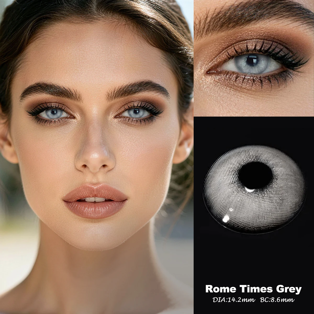Farbige Kontaktlinsen VISUASHOW Glacier Gray 14.2mm Halbjährige 1 Paar weiche feuchtigkeitsspendende natürliche Augen Make-up Linsen` – Detail 10
