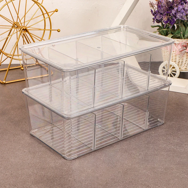 1Pc Acrylic Transparent Tea Bag Storage Box With Lid Office Multifunctional Storage Box Organizer Coffee Bag Compartment Box