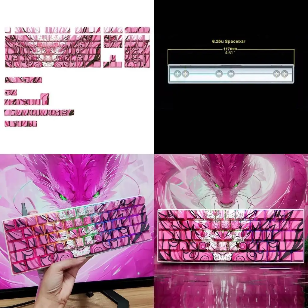 

652F Precise 136PCS PBT Keycaps with Dragon Theme Side Engraving Backlits Keycap Set for Mechanical Keyboard Ergonomic Typing