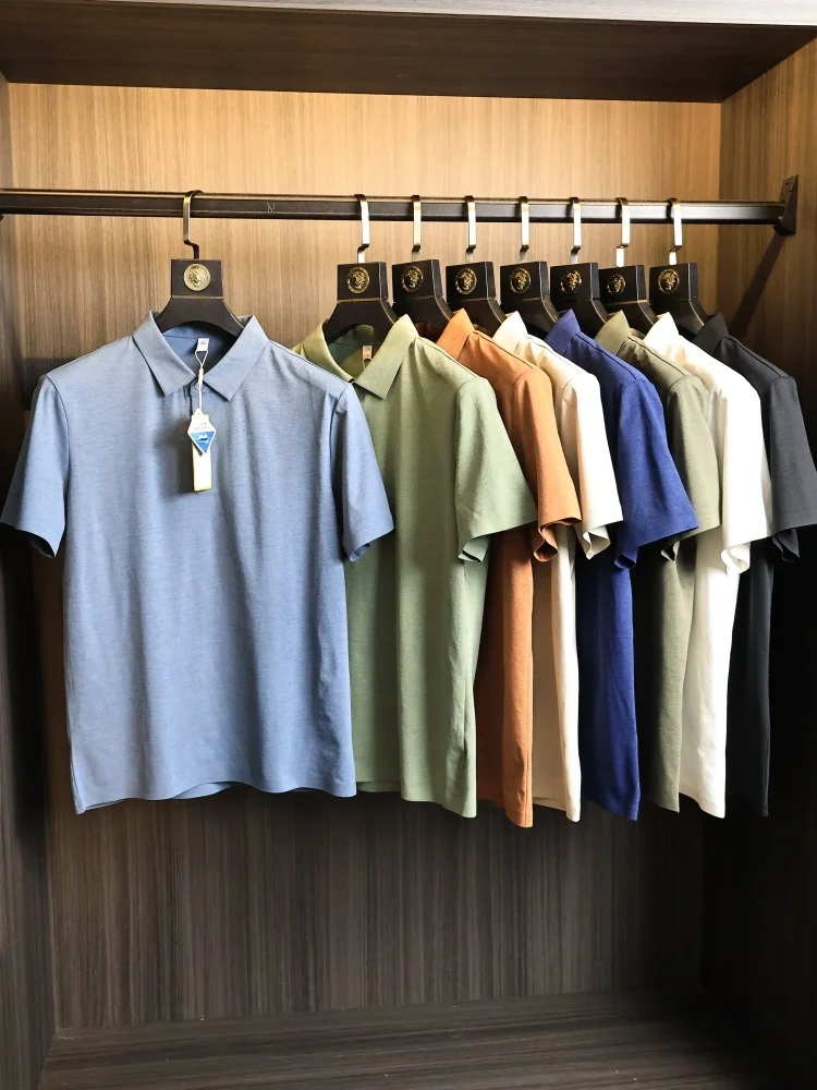 Business Commute  Shirt Men's Short Sleeve Flip Collar Breathable Quick Dry Versatile Walking Air Conditioning Summer T-S...