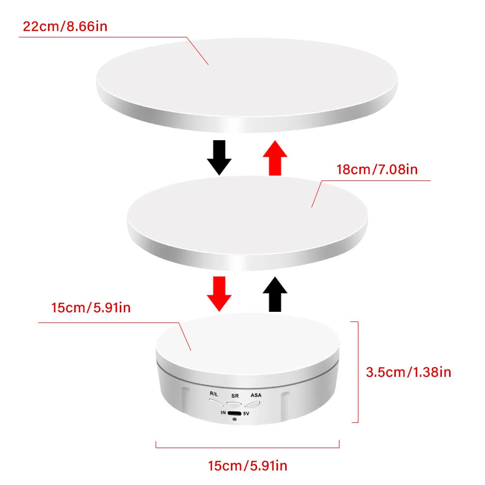 เครื่องหมุนภาพไฟฟ้า 3 ระดับความเร็ว 360 องศา °   แท่นหมุนพร้อมจอแสดงผล ชาร์จผ่าน USB สำหรับถ่ายวิดีโอ ใช้เป็นอุปกรณ์ประกอบฉาก วางเครื่องประดับ รองเท้า