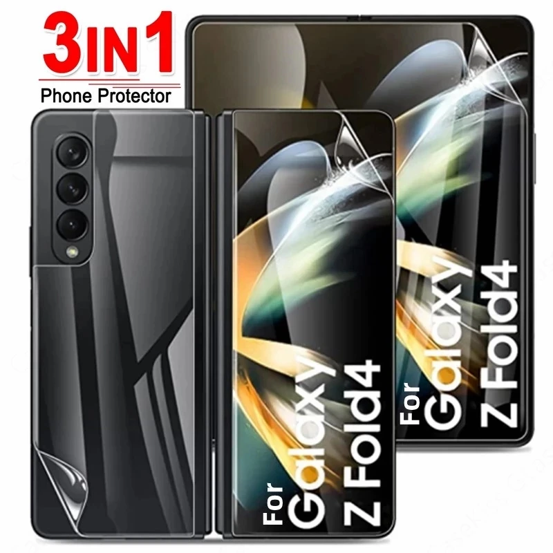 3 In1 Hydrogel Film for Samsung Galaxy Z Fold4 Fold3 Screen Protector Full Cover Soft Clear Front Back Film for Galaxy Z Fold 4