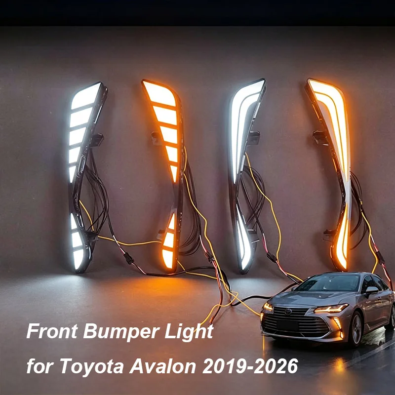 2PCS LED Dynamic Flowing Turn Signal for Toyota Avalon 2019-2026 Front Bumper Light