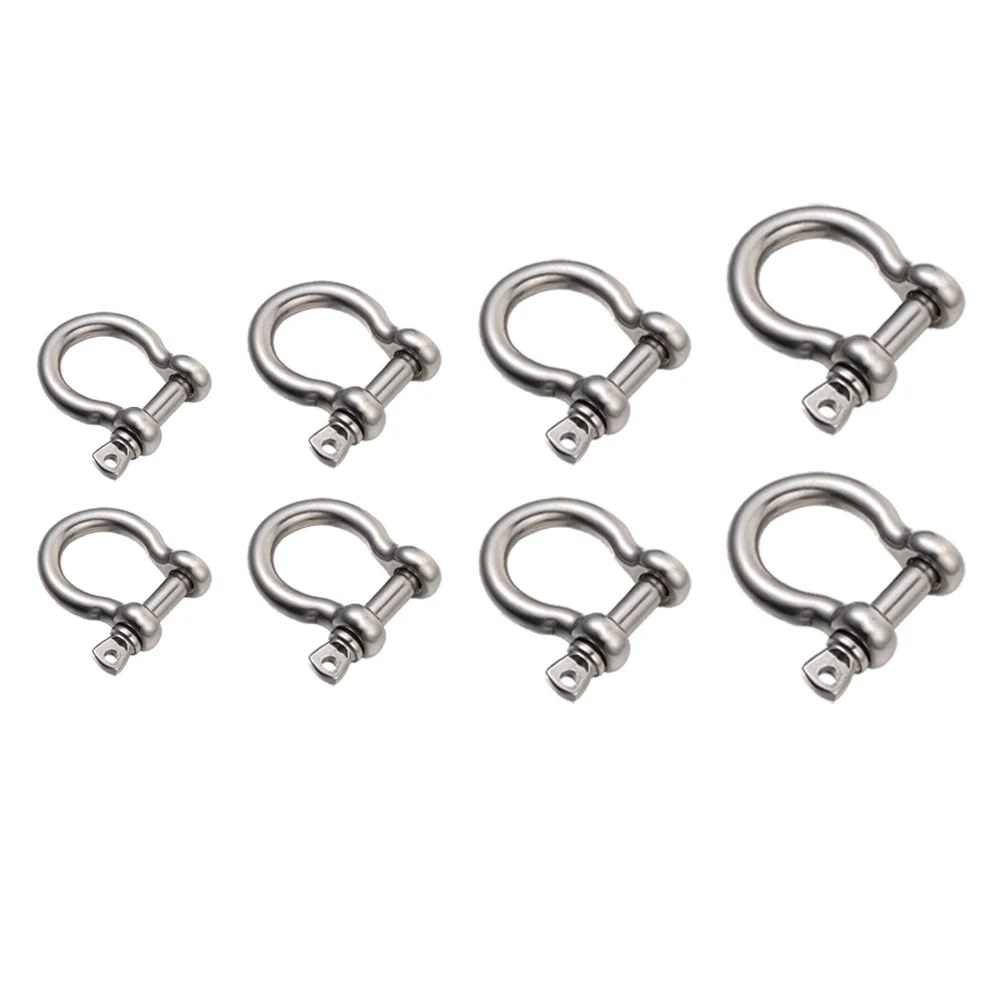 8 Pcs Bow Buckle Metal Shackles D-Ring Horseshoe Shape Design Lifting Sturdy Stainless Steel