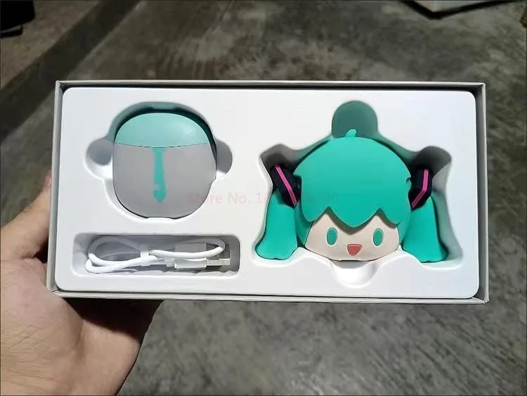 Hatsune Miku Anime Cartoon Wireless Bluetooth Headphones Set Cute Silicone Protective Cover Semi-In-Ear Girls Gifts