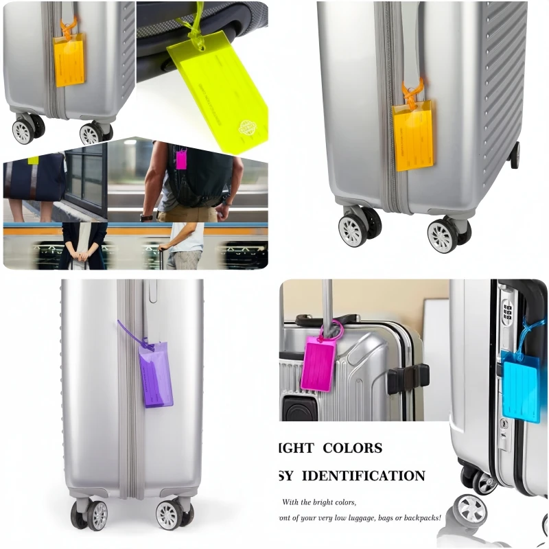 10 PCS Soft PVC Travel Luggage Tag Airplane Transparent Color Silicone Suitcase Label Accessories Bag Name Tag